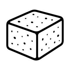 Cube with Dots Outline Icon - Abstract Dotted Block Design Element