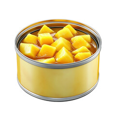 Canned Mango Chunks in Syrup - Sweet and Juicy Tropical Fruit for Desserts or Snacks on transparent background