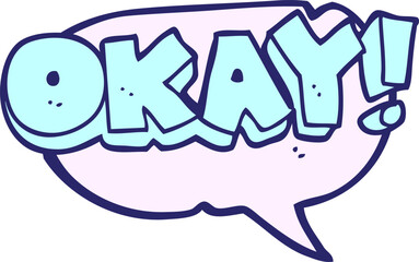 freehand drawn speech bubble cartoon okay symbol