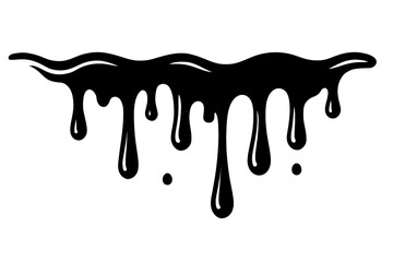 Black Dripping Paint or Liquid Border - Abstract Melting Grunge Design Element