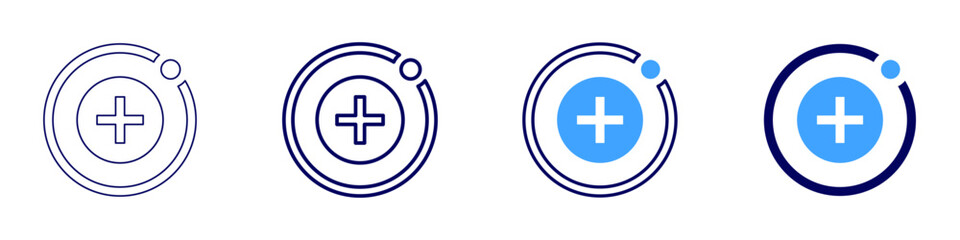 Proton icon in 4 different styles. Thin Line, Line, Bold Line, Duotone. Duotone style. Editable stroke
