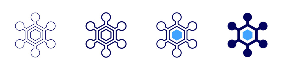 Ion reaction icon in 4 different styles. Thin Line, Line, Bold Line, Duotone. Duotone style. Editable stroke