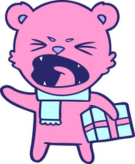 bear cartoon chraracter with present