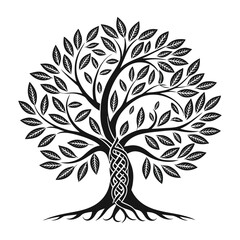 Vector tree silhouette for logo design concept