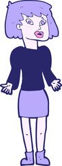 cartoonw woman shrugging shoulders