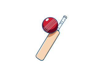 Minimal Cricket Bat and Ball – Flat Sports Icon Illustration
