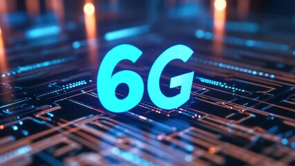 6G technology concept with glowing blue text on futuristic circuit board background, symbolizing advanced wireless communication, digital network, and high speed data transfer innovation in technology - Powered by Adobe