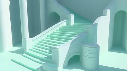 Obraz premium Abstract Mint Green Staircase Architecture Interior Design