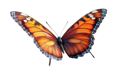 Naklejka premium Beautiful monarch butterfly wings vibrant colors nature insect flying orange black wings isolated close up 100 char