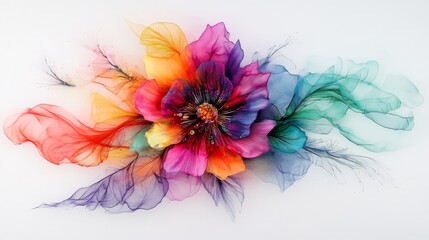 Obraz premium A beautiful, see-through design with colorful inks that flow freely. It's like a bright and amazing flower arrangement made with ink. A true work of art! 