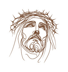  line art sketch drawing- jesus christ praying (artwork 11)