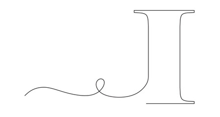 art of a continuous line from the letter I with a line that curves and twists