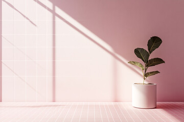 Minimalist website hero section with pink grid