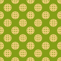 Pickleball seamless pattern. Yellow balls on green court