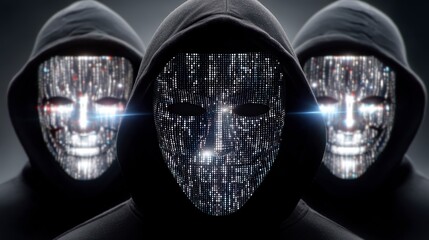 Anonymous Hackers  Cybersecurity Threat  Digital Crime  Masked Figures