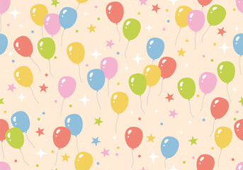 Birthday seamless pattern with colorful balloon design. Seamless pattern with cute colorful party air balloons