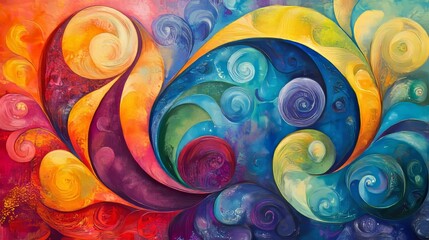 Colorful, swirled design on a vibrant backdrop.
