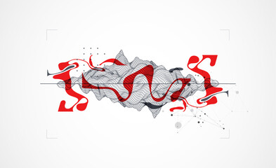 Abstract art wireframe background. Modern science or technology art elements. Surface illustration. Hand made vector.