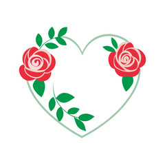 Heart shaped floral wedding frame vector