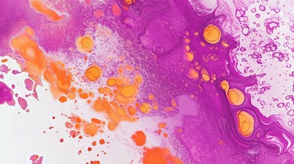 Create a unique abstract background. It's an artistic design with pink Asian-inspired decor. There are orange watercolor splashes and rough, messy texture, like magenta paintings.
