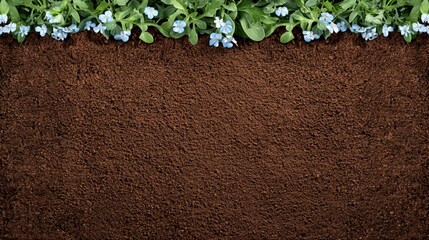 Rich Soil Texture with Spring Flowers  Gardening  Agriculture  Nature Background