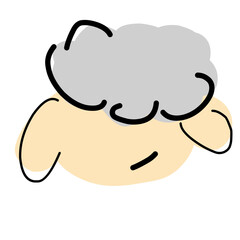Kawaii Sheep Head Illustration – Minimalist Cute Lamb Face for Eid or Qurban