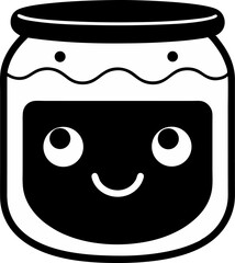 Jelly Jar With Happy Face Silhouette Vector Illustration