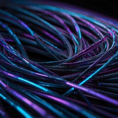 A futuristic bundle of glowing fiber optic cables