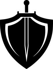 Shield And Sword Silhouette Vector Illustration 