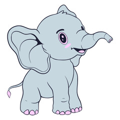  Elephant Cartoon Cute Illustration