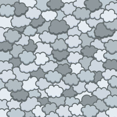 Cute clouds pop background material. Fluffy, soft, moist, Harajuku style, monochrome. / かわいい雲のポップな背景素材 ふわふわ やわらかい しっとり 原宿系 モノクロ