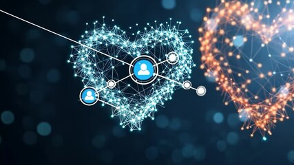 Connected hearts technology network abstract design - Powered by Adobe