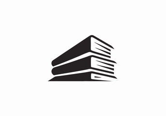 Stack of books simple black and white logo