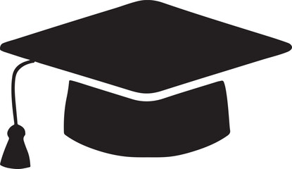 Graduation hat icon in black and white
