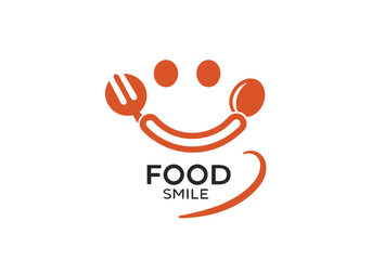 Happy food smile restaurant logo design