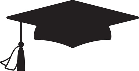 Graduation hat icon in black and white
