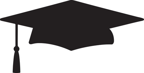 Graduation hat icon in black and white
