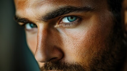Close-up of man with classic slick back look and light stubble