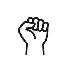 Obraz premium Simple Line Art Raised Fist Symbol of Power and Solidarity Icon