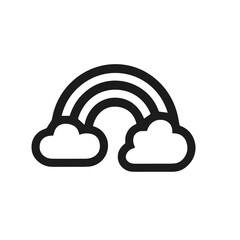 Fototapeta premium Outline Handdrawn Rainbow with Cloud Line Art Symbol Illustration
