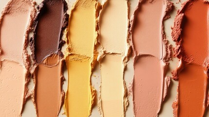 A spectrum of diverse cosmetic color swatches.