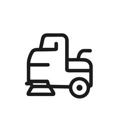 Minimalist Outline Simple Street Cleaning Machine Vehicle Line Art