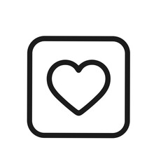Outline Simple Rounded Heart Shape Icon Inside Square Button