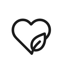 Minimalist Outline Heart with Leaf Nature Sign Shape Icon Symbol