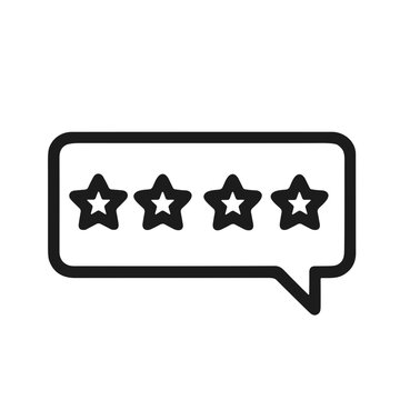 Simple Outline Star Rating in Speech Bubble Comment Icon Symbol