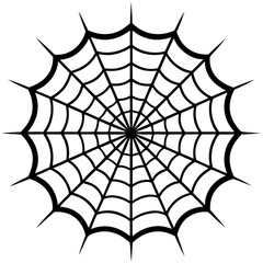 Obraz premium Black spider web vector illustration with radial symmetry, Halloween or spooky design element 