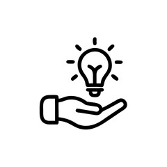 Hand supporting glowing lightbulb symbolizing ideas and creativity  