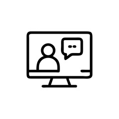 Fototapeta premium Online meeting icon with participant displayed on computer screen 