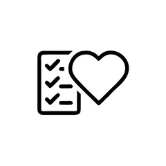 Checklist with heart symbol for emotional organization  