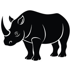 white rhino vector sihouette